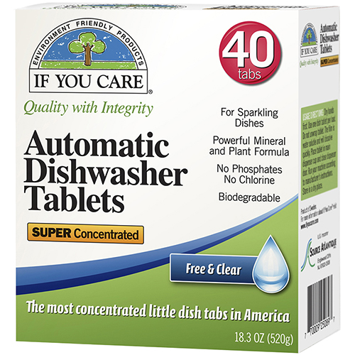 IF YOU CARE - 40 TABS AUTOMATIC DISHWASHER TABLETS - (Free & Clear) - 18.3oz