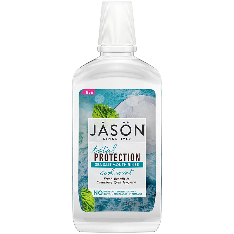JASON - TOTAL PROTECTION SEA SALT MOUTH RINSE - GLUTEN FREE - (Cool Mint) - 16oz