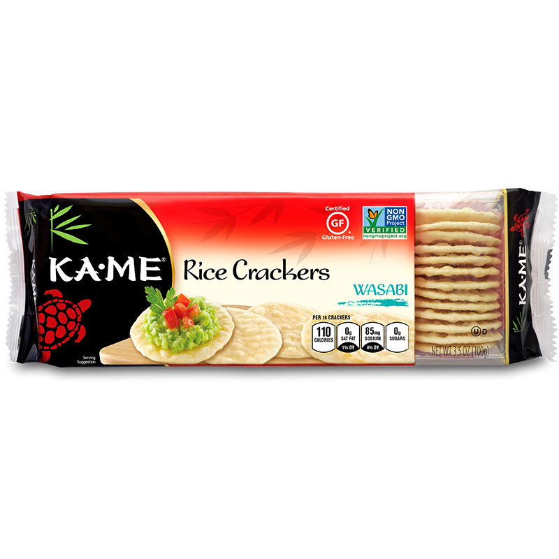 KAME - RICE CRACKERS - NON GMO - GLUTEN FREE - (Wasabi) - 3.5oz