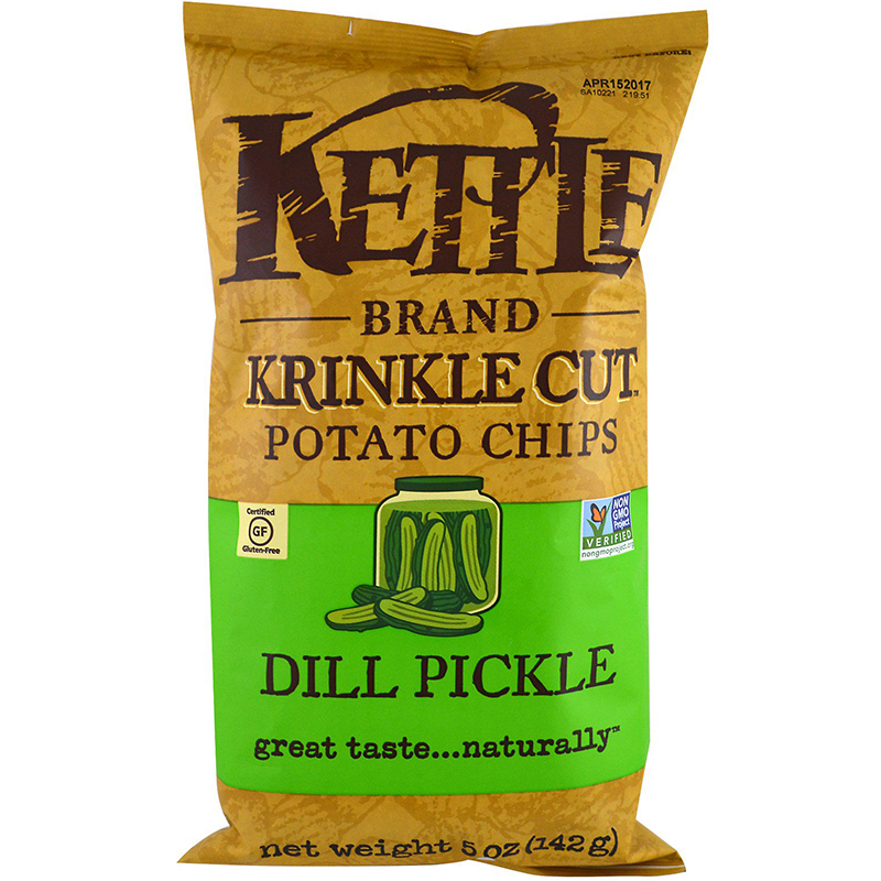KETTLE - POTATO CHIPS - GLUTEN FREE - NON GMO - (Dill Pickle) - 5oz
