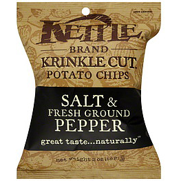 KETTLE - POTATO CHIPS - GLUTEN FREE - NON GMO - (Salt & Fresh Ground Pepper) - 2oz