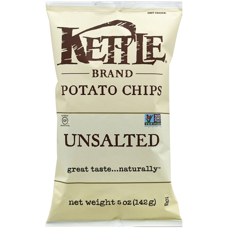 KETTLE - POTATO CHIPS - GLUTEN FREE - NON GMO - (Unsalted) - 5oz