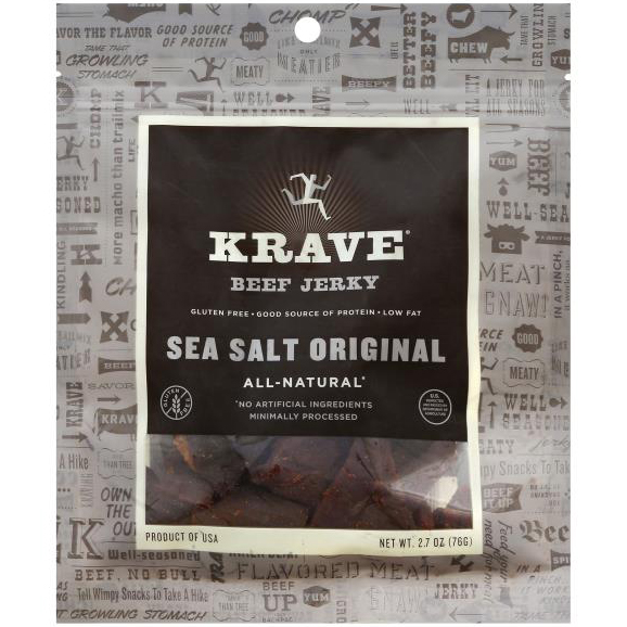 KRAVE - BEEF JERKY - GLUTEN FREE - (Sea Salt Original) - 2.7oz