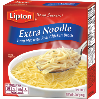 LIPTON - EXTRA NOODLE SOUP MIX /W REAL CHICKEN BROTH - 4.9oz