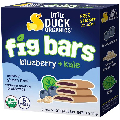 	LITTLE DUCK ORGANICS - FIG BARS - GLUTEN FREE - (Blueberry + Kale) - 4oz
