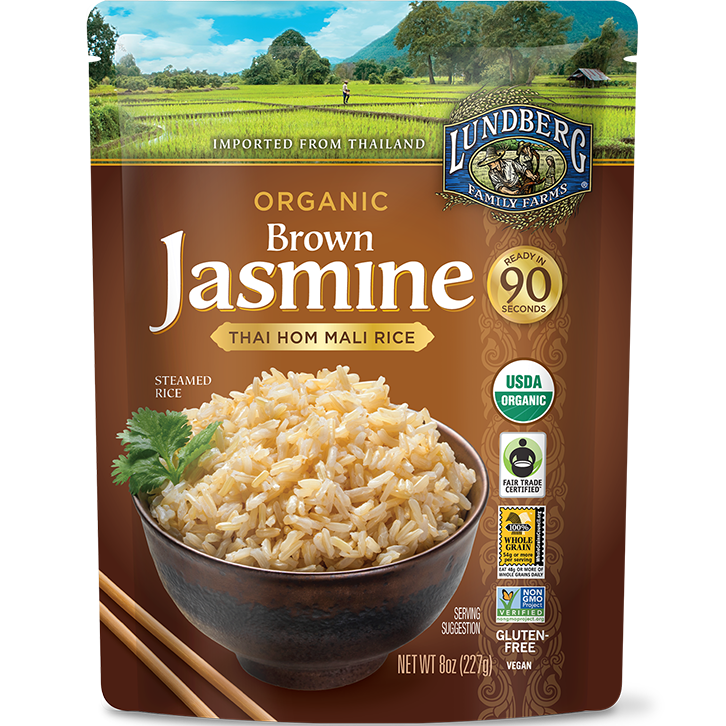 LUNDBERG - ORGANIC JASMINE THAI HOM MALI RICE - NON GMO - GLUTEN FREE - VEGAN - (Brown Rice) - 8oz