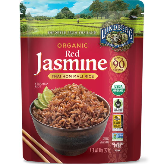 LUNDBERG - ORGANIC JASMINE THAI HOM MALI RICE - NON GMO - GLUTEN FREE - VEGAN - (Red Rice) - 8oz