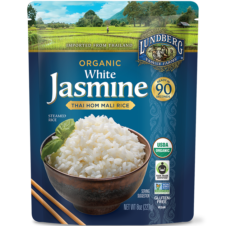 LUNDBERG - ORGANIC JASMINE THAI HOM MALI RICE - NON GMO - GLUTEN FREE - VEGAN - (White Rice) - 8oz