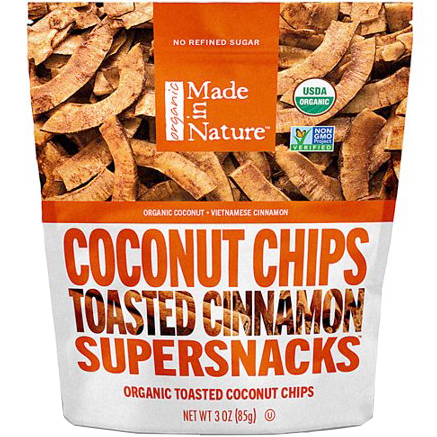 MADE IN NATURE - SUPERSNACKS - NON GMO - (Coconut Chips Toasted Cinnamon) - 3oz