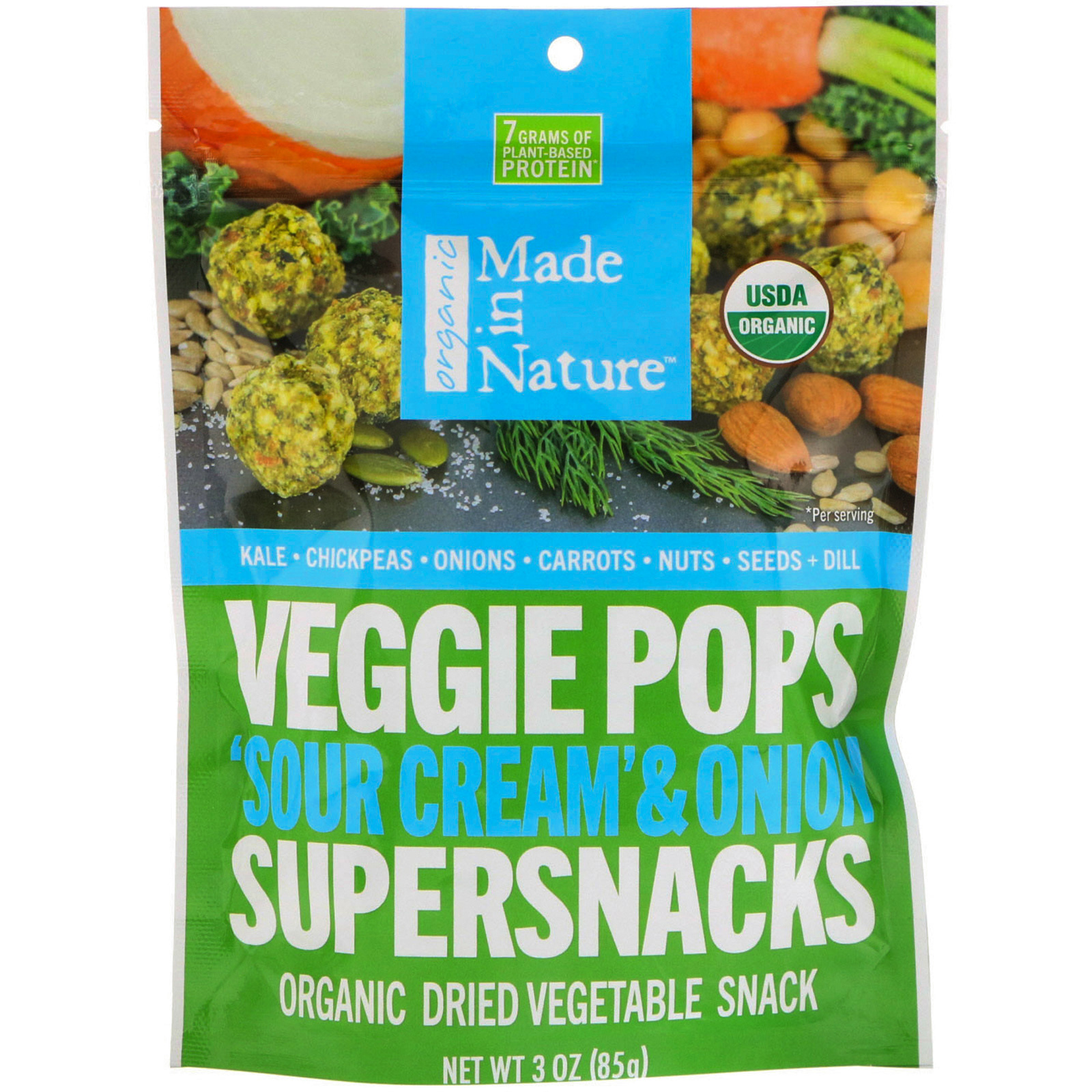MADE IN NATURE - VEGGIE POPS SUPERSNACKS - (Sour Cream' & Onion) - 3oz