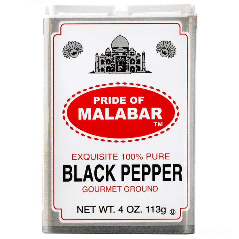MALABAR - EXQUISITE 100% PURE GOURMET GROUND BLACK PEPPER - 4oz