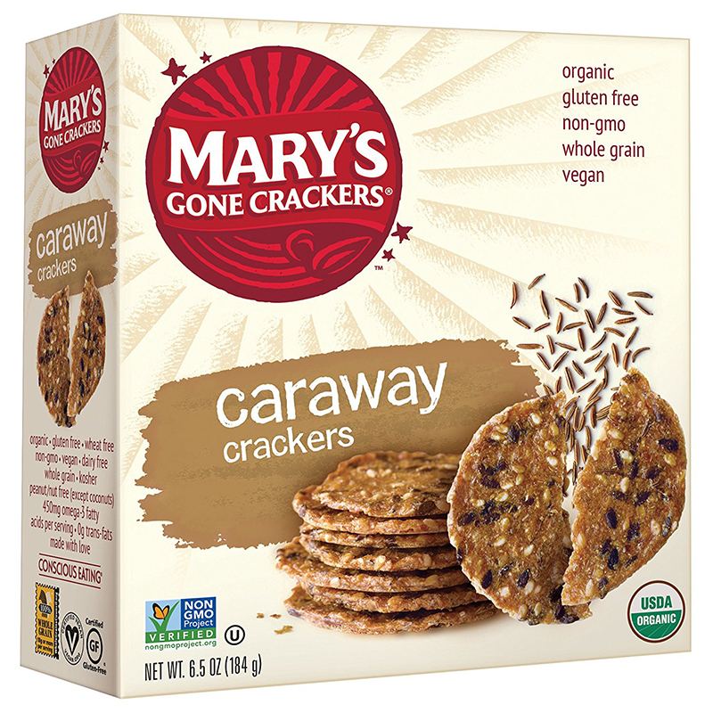 MARY'S - ORGANIC CRACKERS - NON GMO - GLUTEN FREE - VEGAN - (Caraway) - 6.5oz