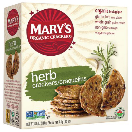 MARY'S - ORGANIC CRACKERS - NON GMO - GLUTEN FREE - VEGAN - (Herb) - 6.5oz