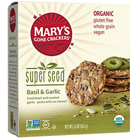 MARY'S - ORGANIC SUPER SEED CRACKERS - NON GMO - GLUTEN FREE - VEGAN - (Basil & Garlic) - 5.5oz