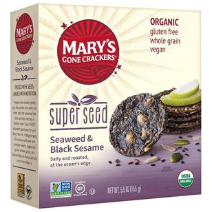 MARY'S - ORGANIC SUPER SEED CRACKERS - NON GMO - GLUTEN FREE - VEGAN - (Seaweed&BLK Sesame)-5.5oz