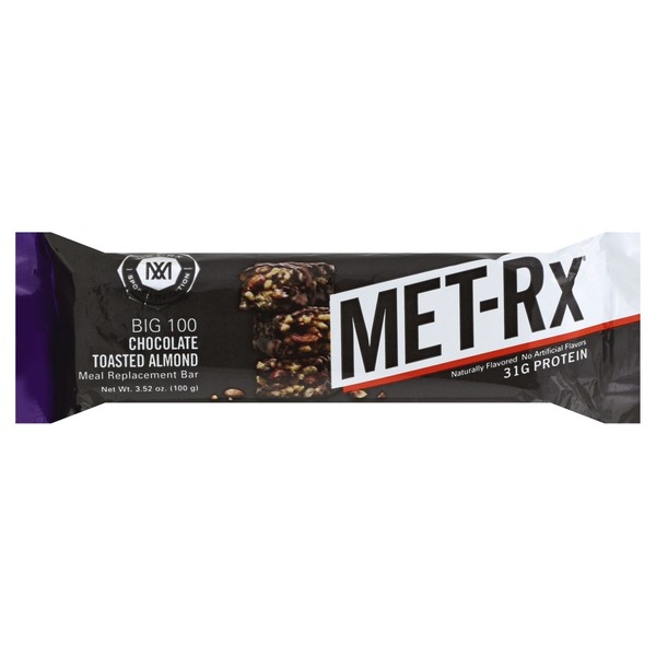 MET-RX - MEAL REPLACEMENT BAR - (Big 100 Chocolate Toasted Almond) - 3.52oz