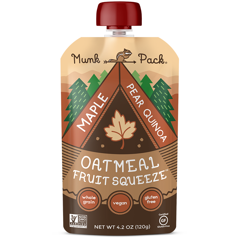 MUNK PACK - OATMEAL FRUIT SQUEEZE - NON GMO - GLUTEN FREE - VEGAN - (Maple Pear Quinoa) - 4.2oz