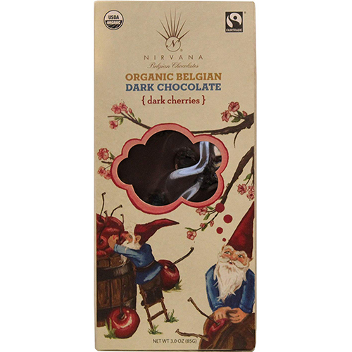 NIRVANA - ORGANIC BELGIAN DARK CHOCOLATE - (Dark Cherries) - 3oz