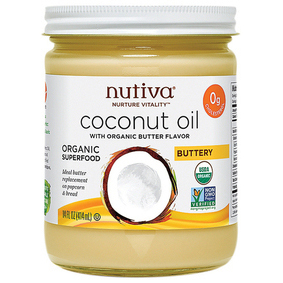 NUTIVA - ORGANIC COCONUT OIL - NON GMO - VEGAN - GLUTEN FREE - (Butter Flavor) - 14oz