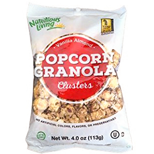 NUTRITIOUS LIVING - POPCORN GRANOLA - (Vanilla Almond clusters) - 4oz