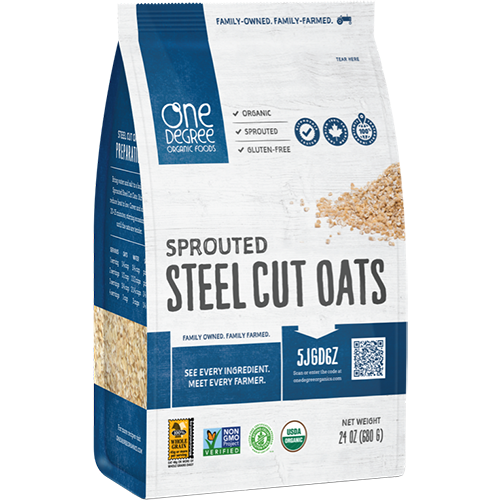 ONE DEGREE ORGANIC - SPROUTED STEEL CUT OATS - 24oz