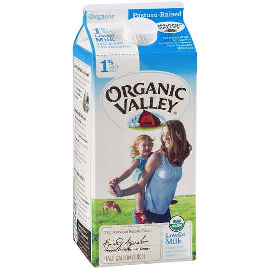 ORGANIC VALLEY - ORGANIC - (1% Milk Fat) - HALF GALLON