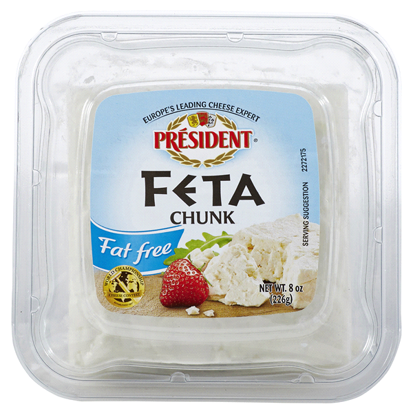 PRESIDENT - FAT FREE FETA CHUNK CHEESE - 8oz
