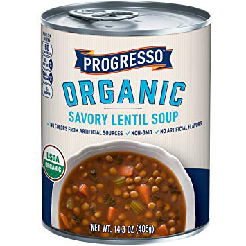 PROGRESSO - ORGANIC SAVORY LENTIL SOUP - NON GMO - 14.3oz