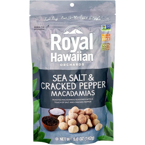 ROYAL HAWAIIAN ORCHARDS - MACADAMIAS - (Sea Salt & Cracked Pepper) - 4oz