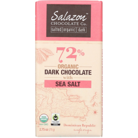 SALAZON - 72% ORGANIC DARK CHOCOLATE - (Sea Salt) - 2.75oz