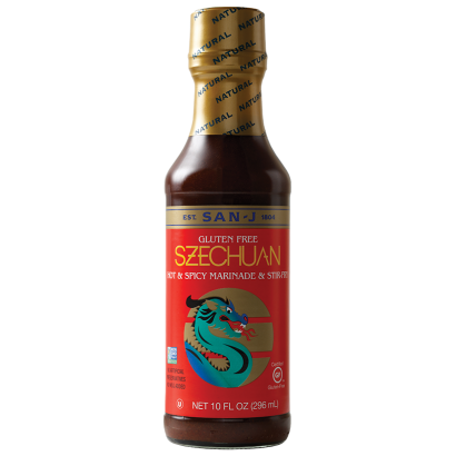 SAN J - SZECHUAN SPICY HOT STIRE FRY & MARINADE - GLUTEN FREE - NON GMO - 10oz