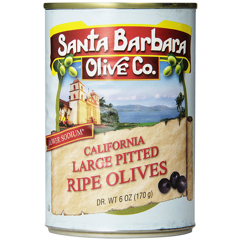SANTA BARBARA OLIVE CO. - CALIFORNIA LARGE PITTED PIPE OLIVES - 6oz