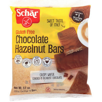 SCHAR - GLUTEN FREE CHOCOLATE HAZELNUT BARS - NON GMO - GLUTEN FREE - 3.7oz(3Bars)