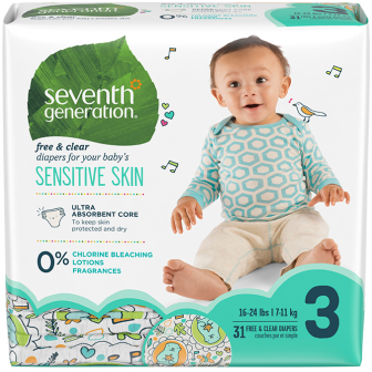 SEVENTH GENERATION - STAGE 3 BABY DIAPERS - (Sensitive Skin) - 31PCS