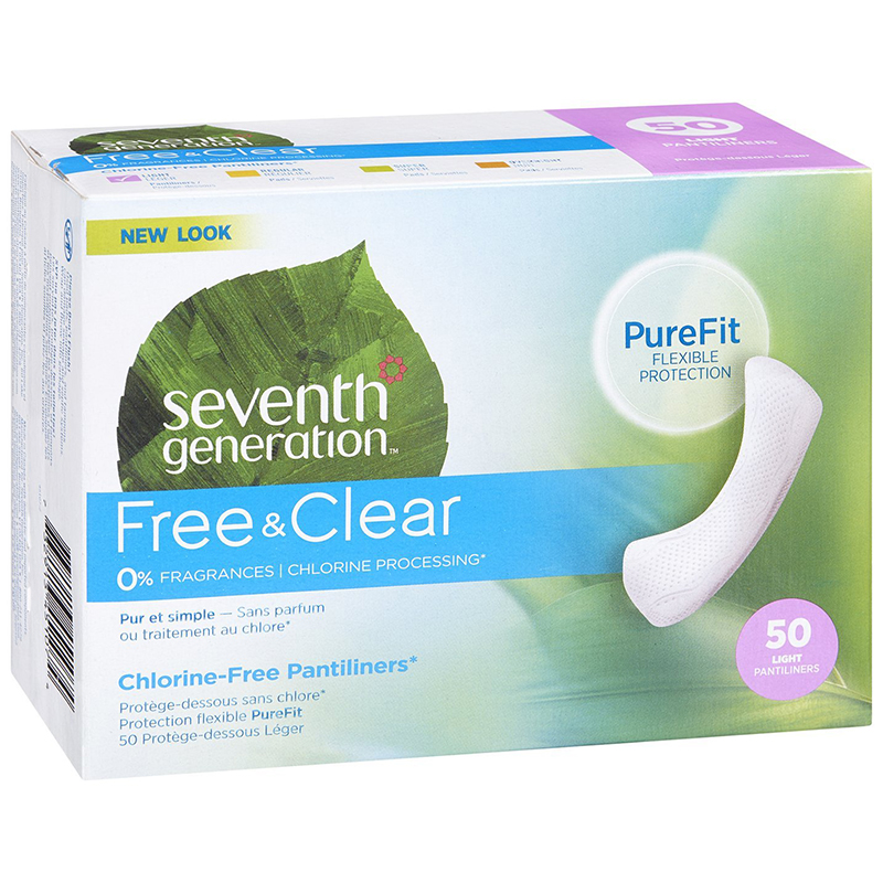 SEVENTH GENERATION - FREE & CLEAR CHLORINE FREE PADS - (Light Pantiliners) - 50pads