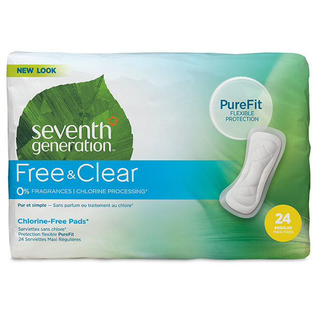 SEVENTH GENERATION - FREE & CLEAR CHLORINE FREE PADS - (Regular) - 24pads