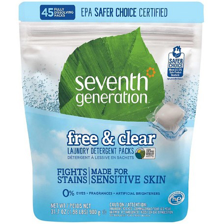 SEVENTH GENERATION - LAUNDRY DETERGENT PACKS - (Free & Clear) - 31.7oz