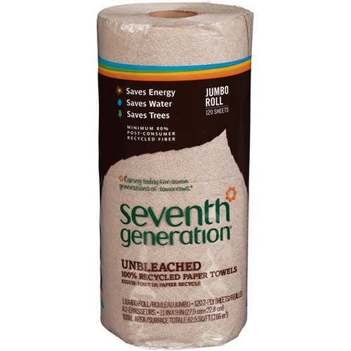 SEVENTH GENERATION - UNBLEACHED 100% RECYCLED PAPER TOWELS - 120counts