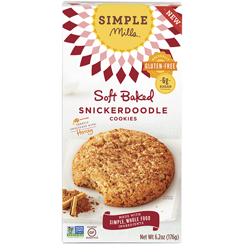 SIMPLE MILLS - COOKIES -  NON GMO - GLUTEN FREE - (Soft Baked Skickerdoodle) - 6.2oz