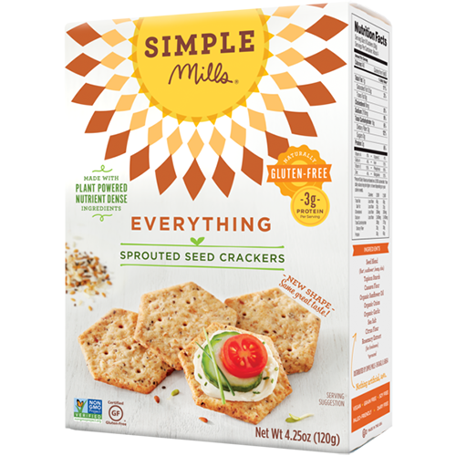 SIMPLE MILLS - SPROUTED SEED CRACKERS -  NON GMO - GLUTEN FREE - (Everything) - 4.25oz