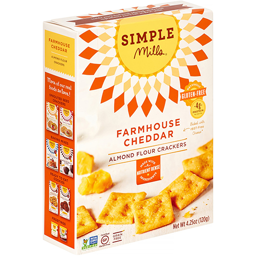 SIMPLE MILLS - SPROUTED SEED CRACKERS -  NON GMO - GLUTEN FREE - (Farmhouse Cheddar) - 4.25oz