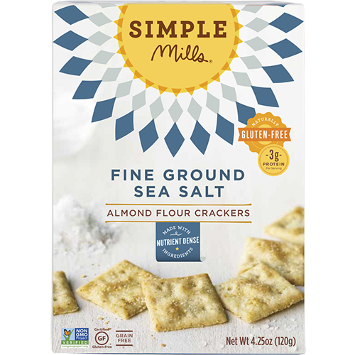 SIMPLE MILLS - SPROUTED SEED CRACKERS -  NON GMO - GLUTEN FREE - (Fine Ground Sea Salt) - 4.25oz