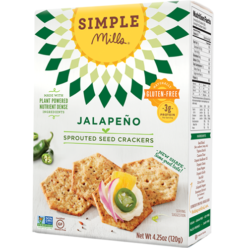 SIMPLE MILLS - SPROUTED SEED CRACKERS -  NON GMO - GLUTEN FREE - (Jalapeno) - 4.25oz