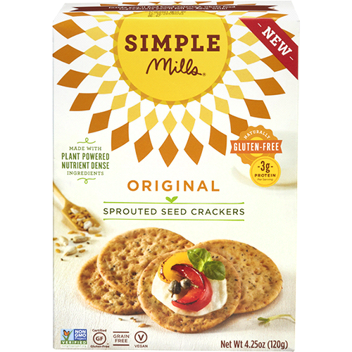 SIMPLE MILLS - SPROUTED SEED CRACKERS -  NON GMO - GLUTEN FREE - (Original) - 4.25oz