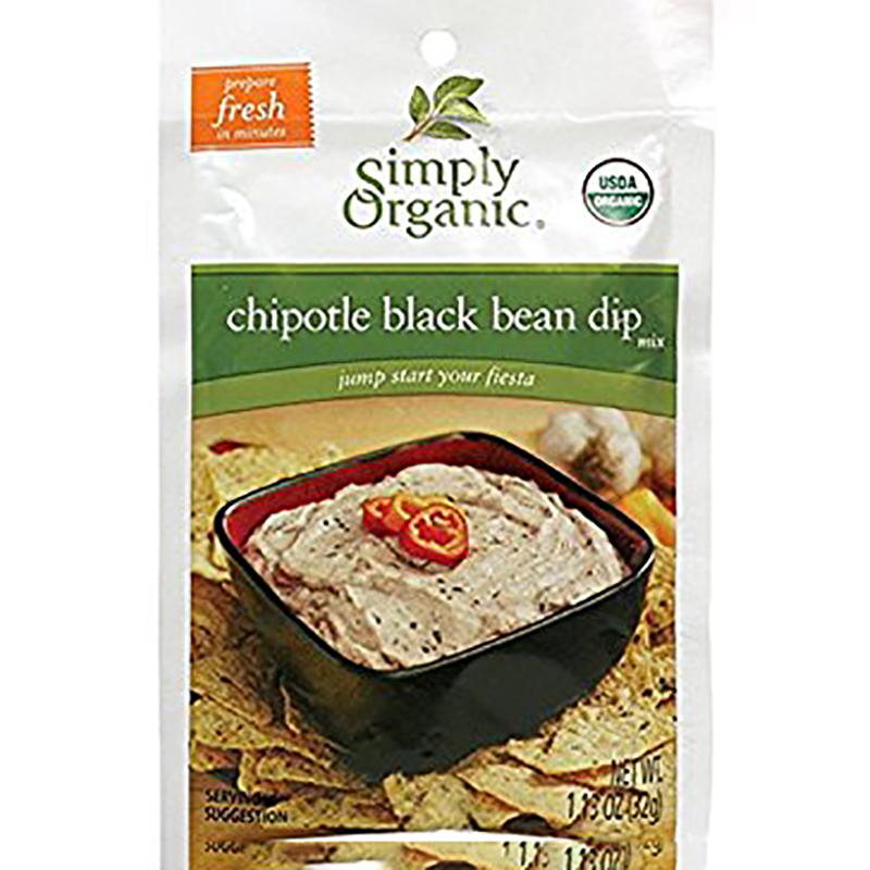 SIMPLY ORGANIC - CHIPOTLE BLACK BEAN DIP MIX - ORGANIC - SPICE & SEASONING - 1.13oz