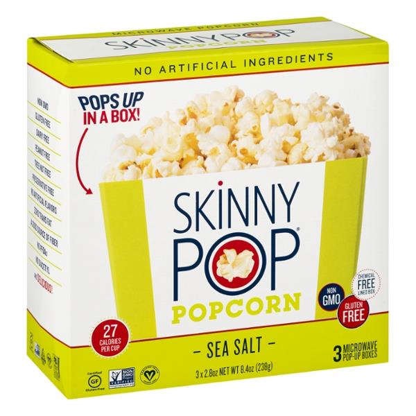 SKINNYPOP - POPCORN - NON GMO - GLUTEN FREE - (Sea Salt) - 8.4oz(3PACK)