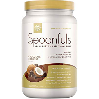 SOLGAR - SPOONFULS VEGAN PROTEIN NUTRITIONAL SHAKE -NON GMO-GLUTEN FREE- (Chocolate Coconut) - 20.24