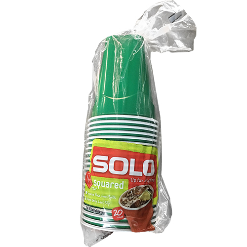 SOLO - SQUARED 18oz PLASTIC CUP (Green)- 20 CUPS