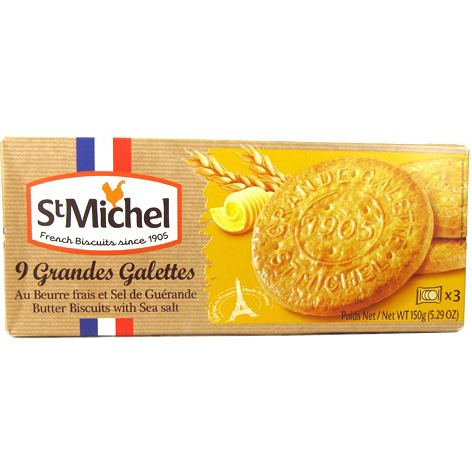 St MICHEL - 9 GRANDES GALETTES - (Butter Cookies with Sea Salt) - 5.29oz