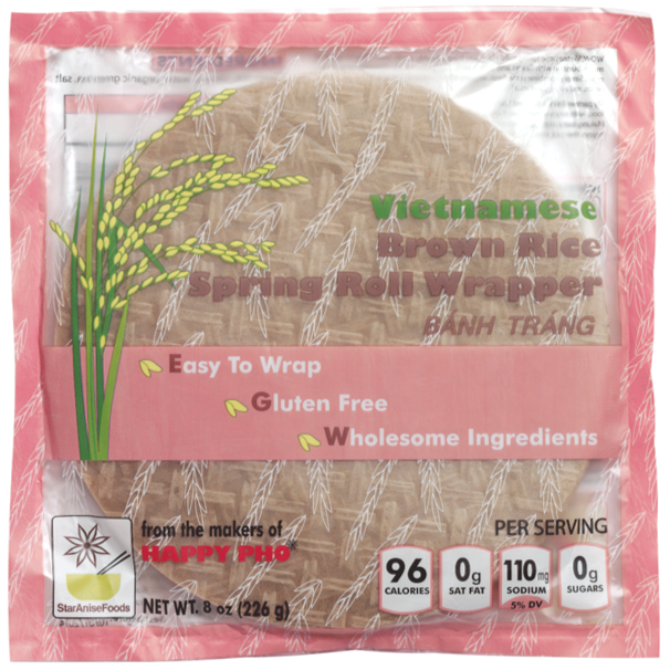 STAR ANISE FOODS - VIETNAMESE BROWN RICE SPRING ROLL WRAPPER - NON GMO - 8oz